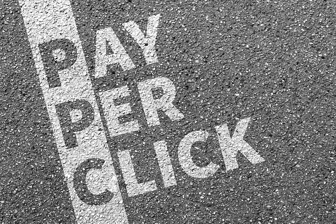 Pay per click PPC advertising paying internet business concept advertisement